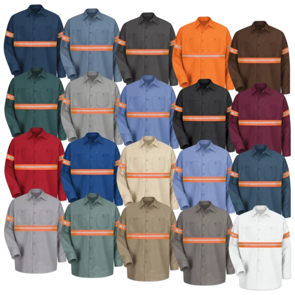 Hi Vis Work Shirts Long Sleeve Solid Color - Image 2