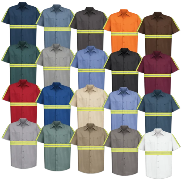 Hi Vis Work Shirts Short Sleeve Solid Color