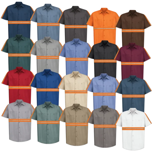 Hi Vis Work Shirts Short Sleeve Solid Color - Image 2