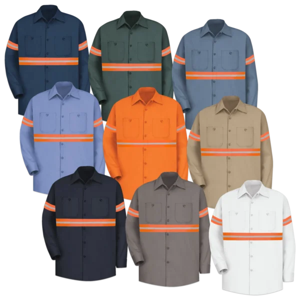 Hi Vis Long Sleeve 100% Cotton Work Shirt - Image 2