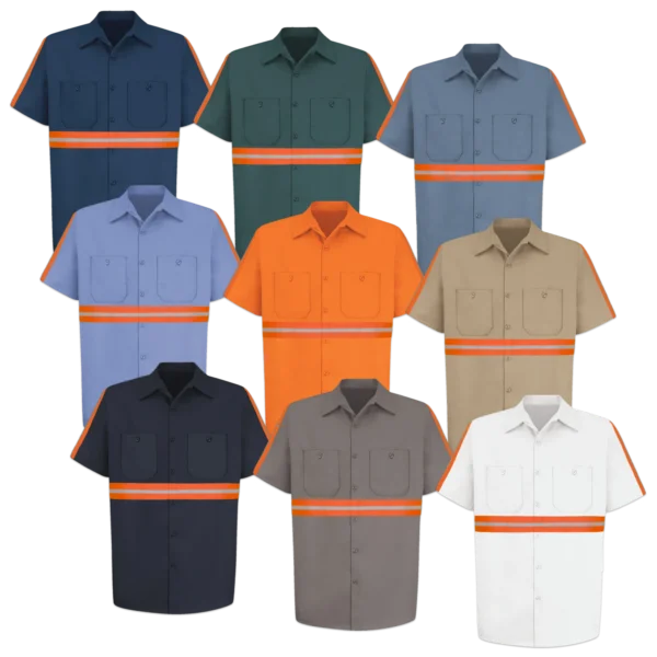 Hi Vis Short Sleeve 100% Cotton Work Shirt - Image 2