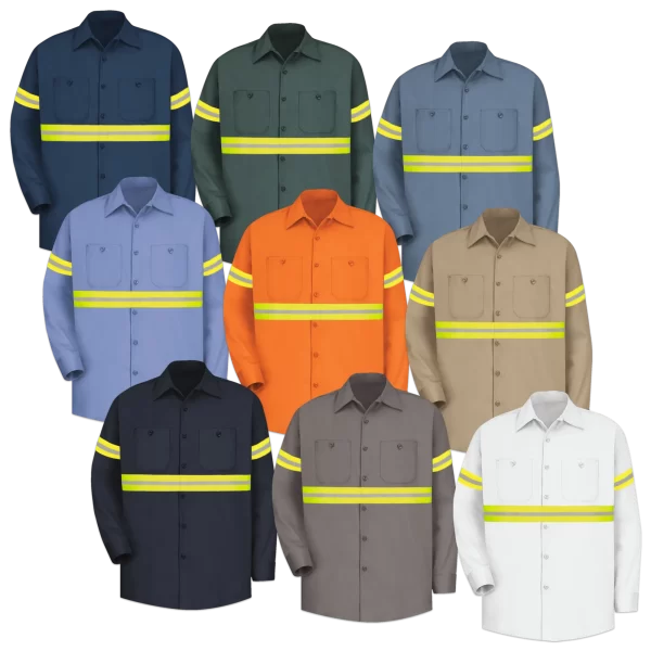 Hi Vis Long Sleeve 100% Cotton Work Shirt