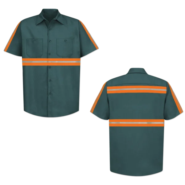 spruce-green Shirt with orange Tape