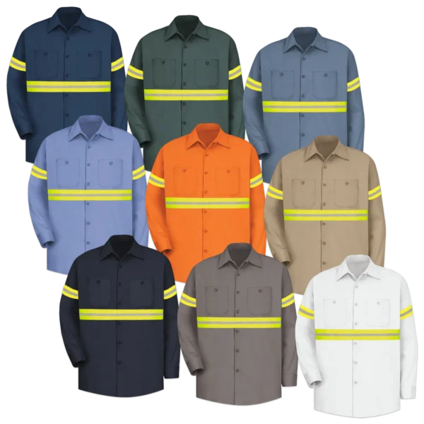 Hi Vis Long Sleeve 100% Cotton Work Shirt